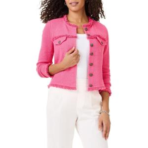 NIC+Zoe Women’s Utility Fringe Mix Knit Jacket(Wild Pink)