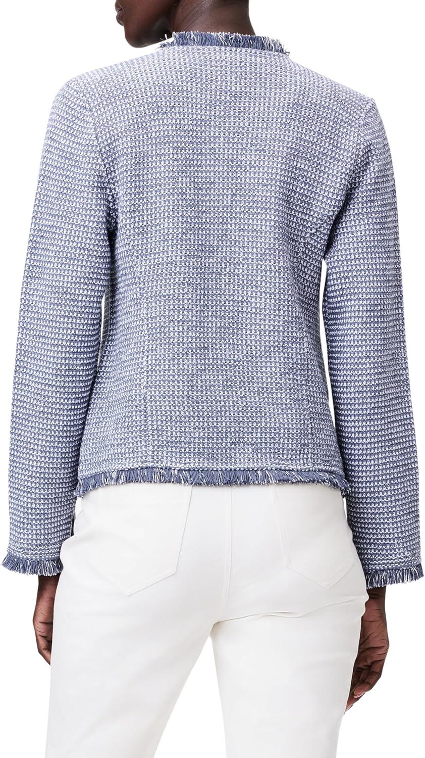 image:imageNICZOE Womens Fringe Mix Knit Pocket JacketSlate