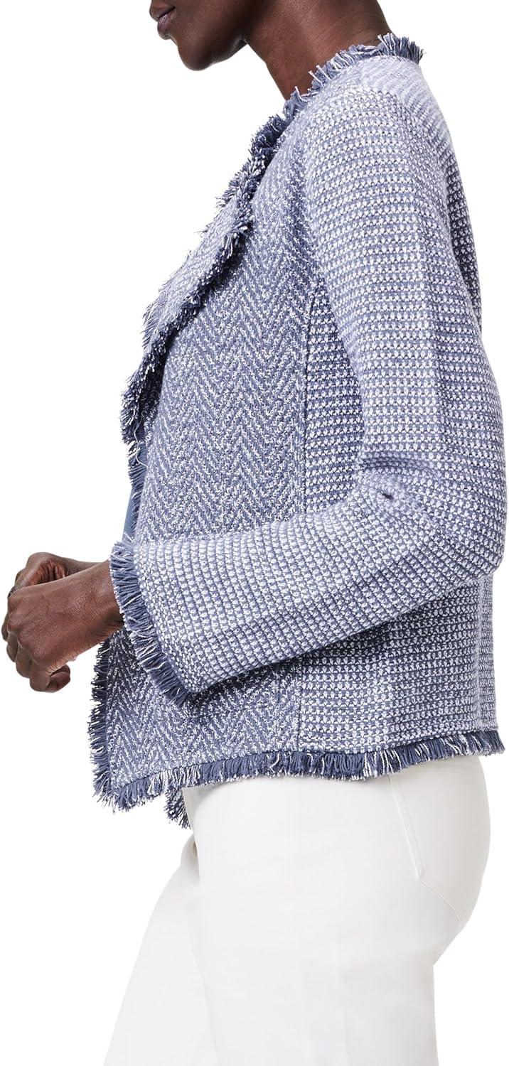 image:imageNICZOE Womens Fringe Mix Knit Pocket JacketSlate