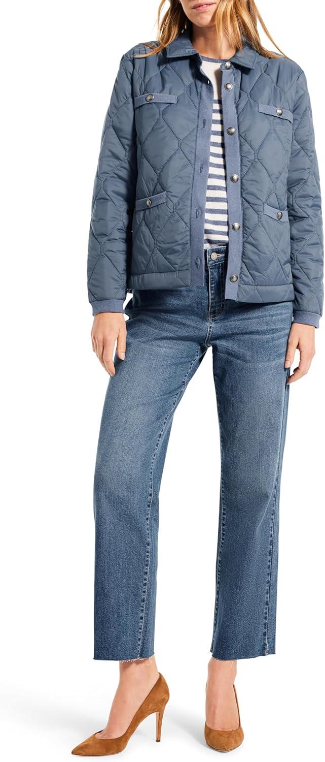 image:imageNICZOE Womens Knit Trim Puffer JacketBlue Waves