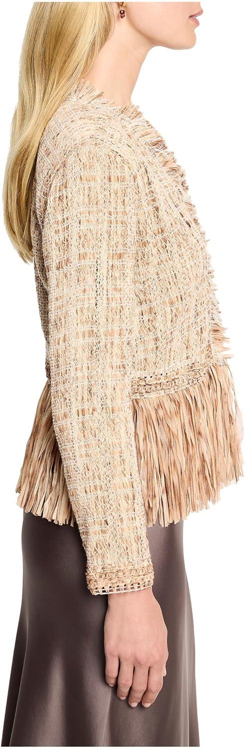 image:imageNICZOE Womens Petite Cork Fringe Knit JacketNeutral Multi