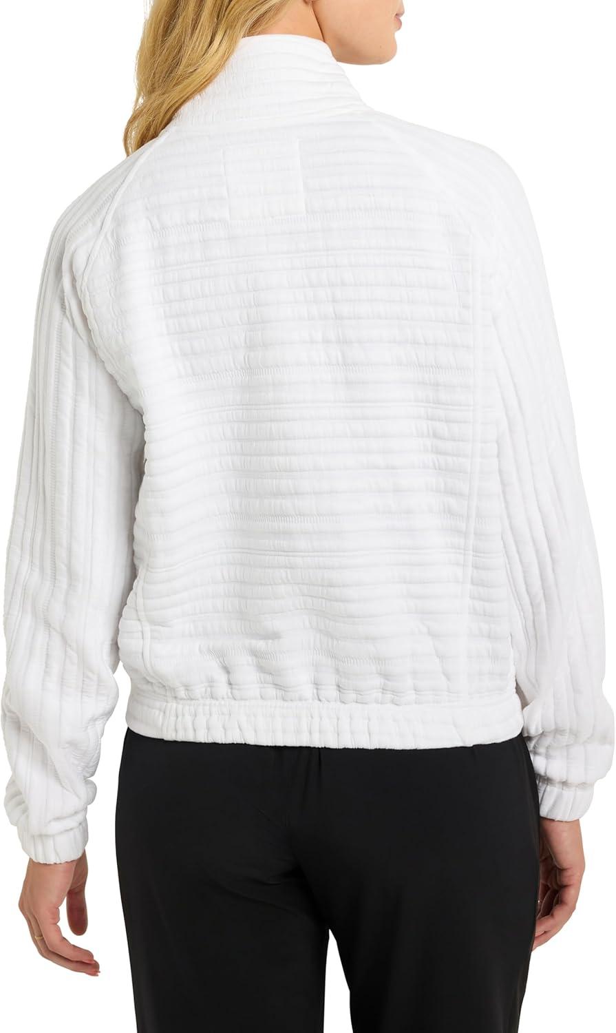 image:imageNICZOE Womens Textured Stripe Zip Front JacketPaper White