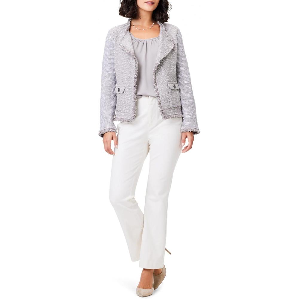 image:imageNICZOE Womens Fringe Mix Knit Pocket JacketFrench Linen