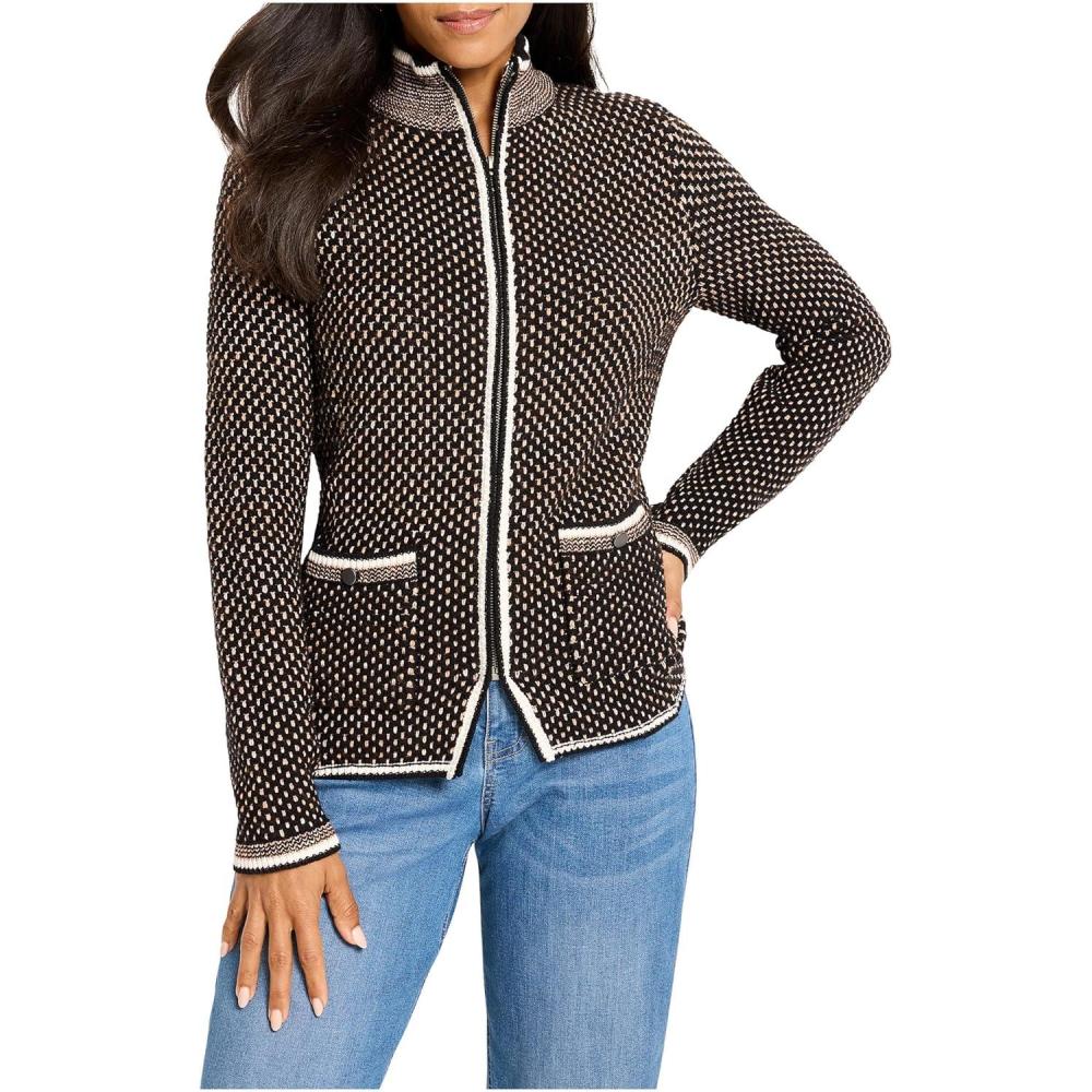 image:imageNICZOE Womens Petite Brick Stitch Knit JacketNeutral Multi