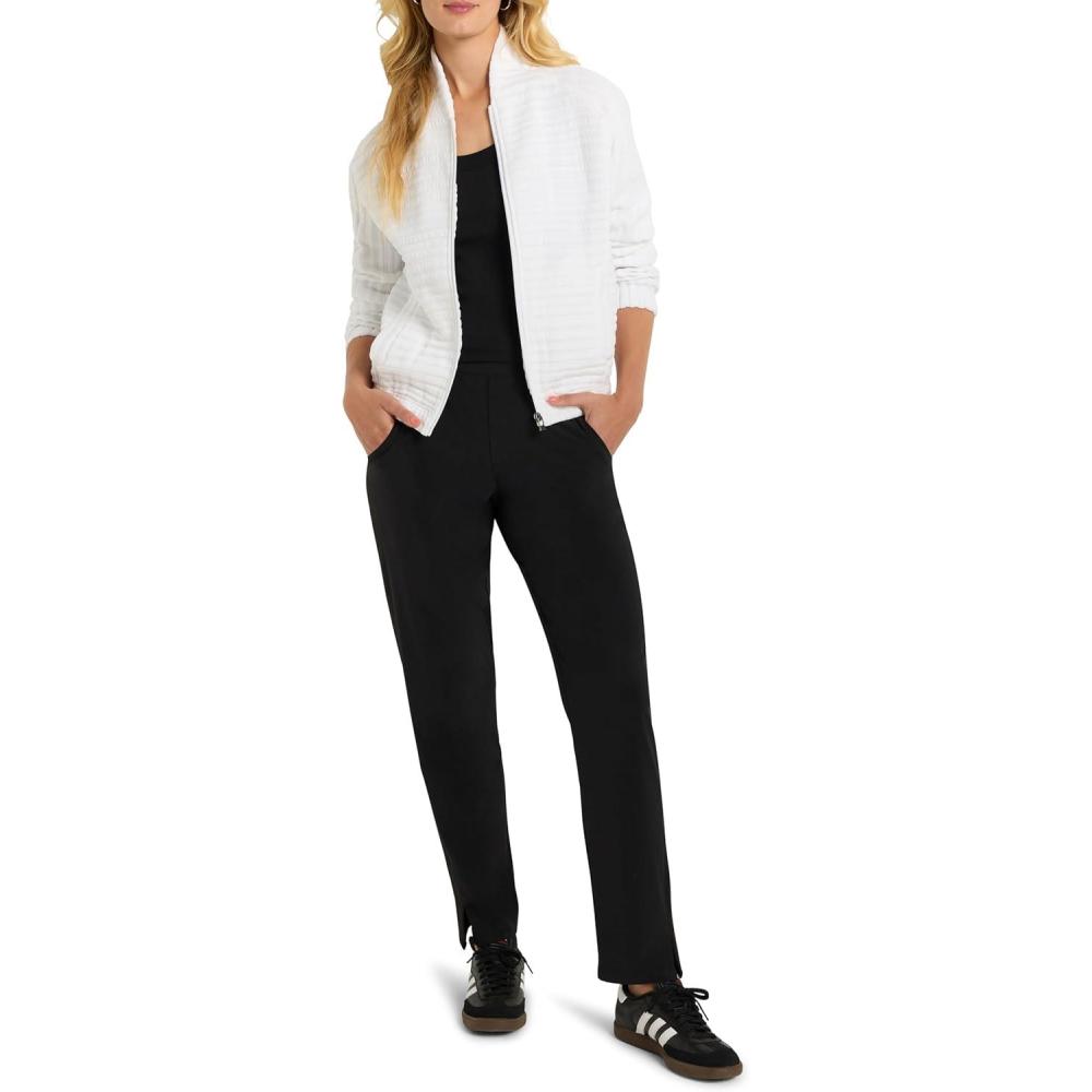 image:imageNICZOE Womens Textured Stripe Zip Front JacketPaper White