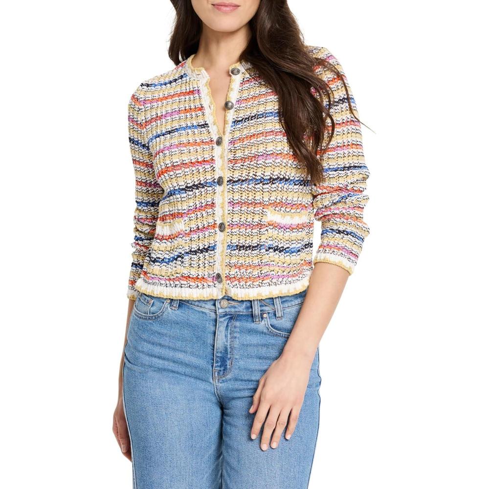 image:imageNICZoe Womens Coastal Crochet Knit JacketNeutral Multi