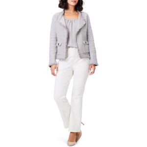 NIC+ZOE Women’s Fringe Mix Knit Pocket Jacket(French Linen)