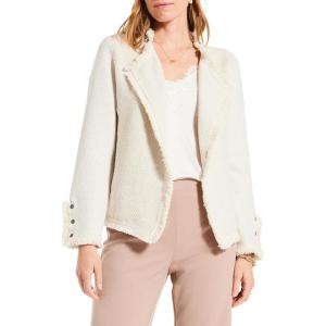 NIC+ZOE Women’s Metallic Fringe Mix Knit Jacket(Cream Mix)