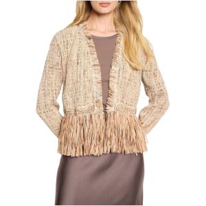 NIC+ZOE Women’s Petite Cork Fringe Knit Jacket(Neutral Multi)