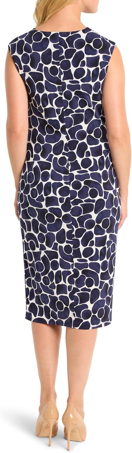image:imageNICZoe Womens Geo Pebble Side Ruche DressIndigo Multi