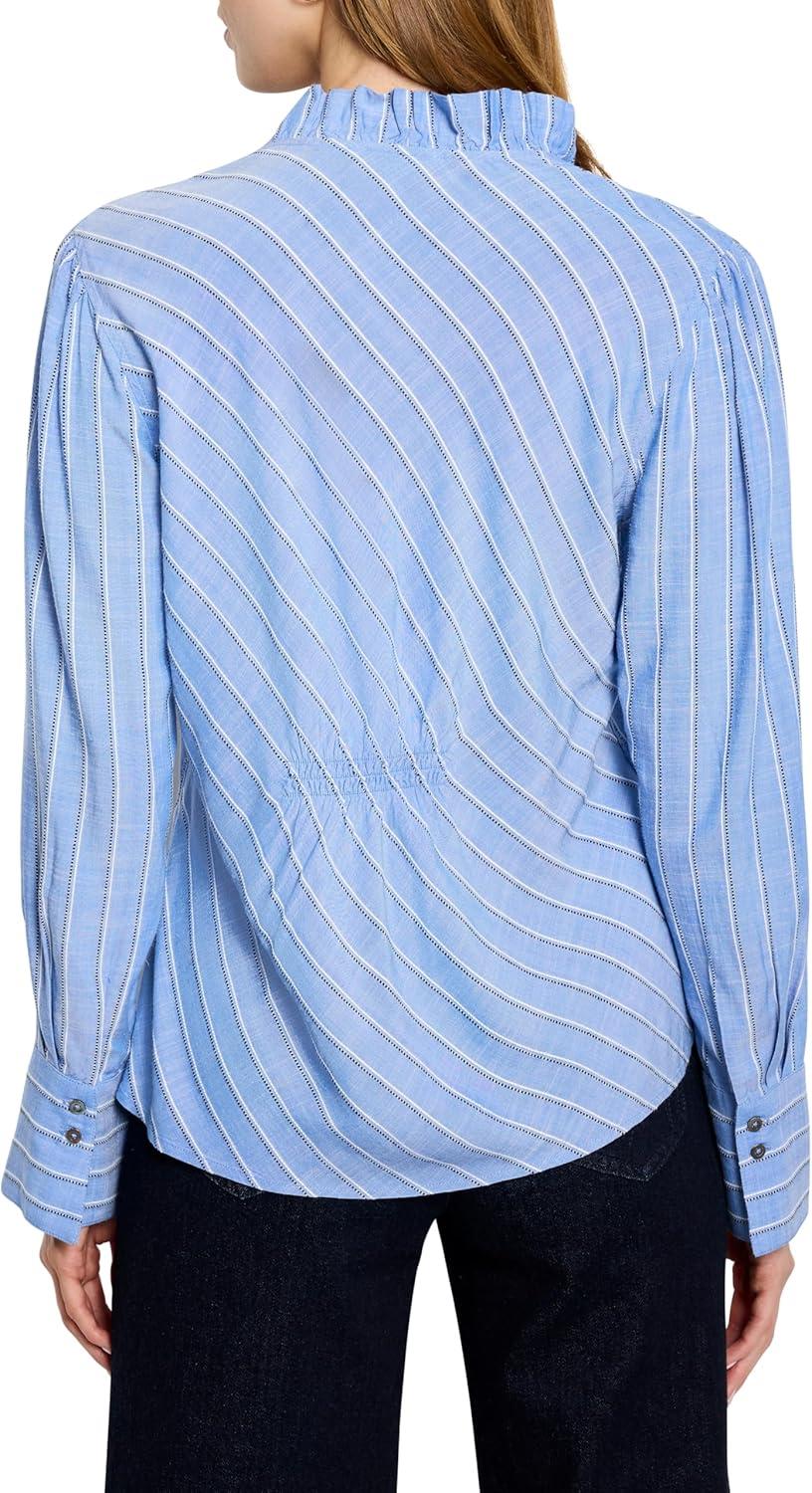 image:imageNICZoe Womens Striped Ruffled Around TopBlue Multi
