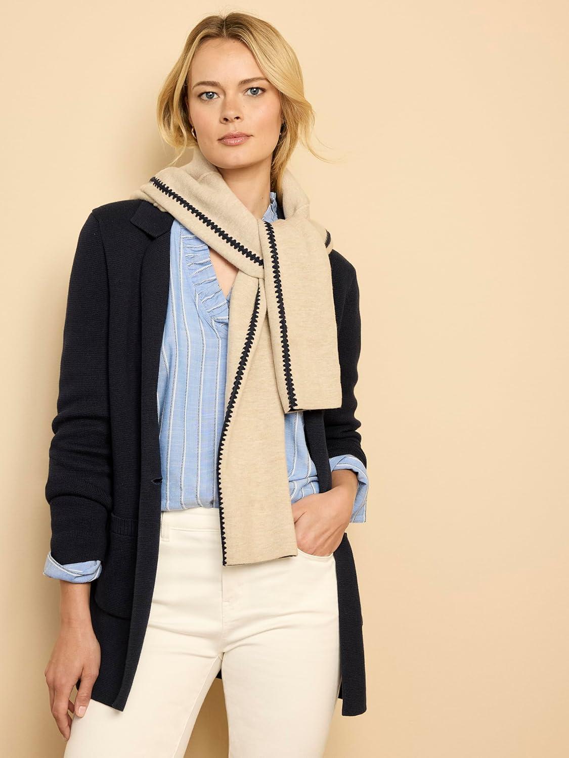 image:imageNICZoe Womens Striped Ruffled Around TopBlue Multi