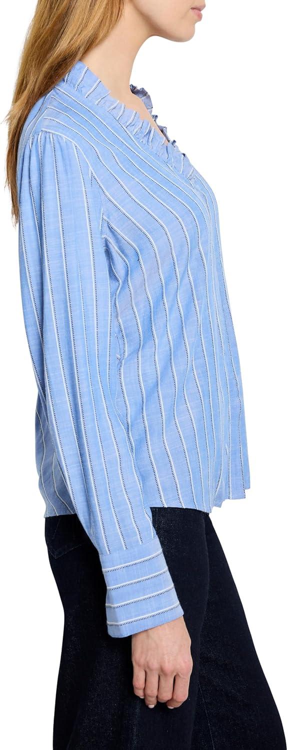 image:imageNICZoe Womens Striped Ruffled Around TopBlue Multi