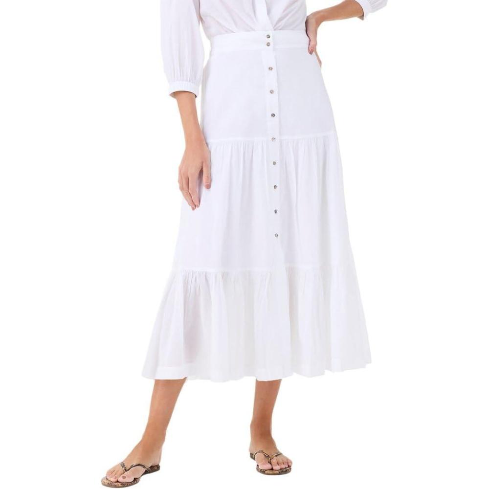 image:imageNICZOE Womens Cotton Tiered SkirtPaper White