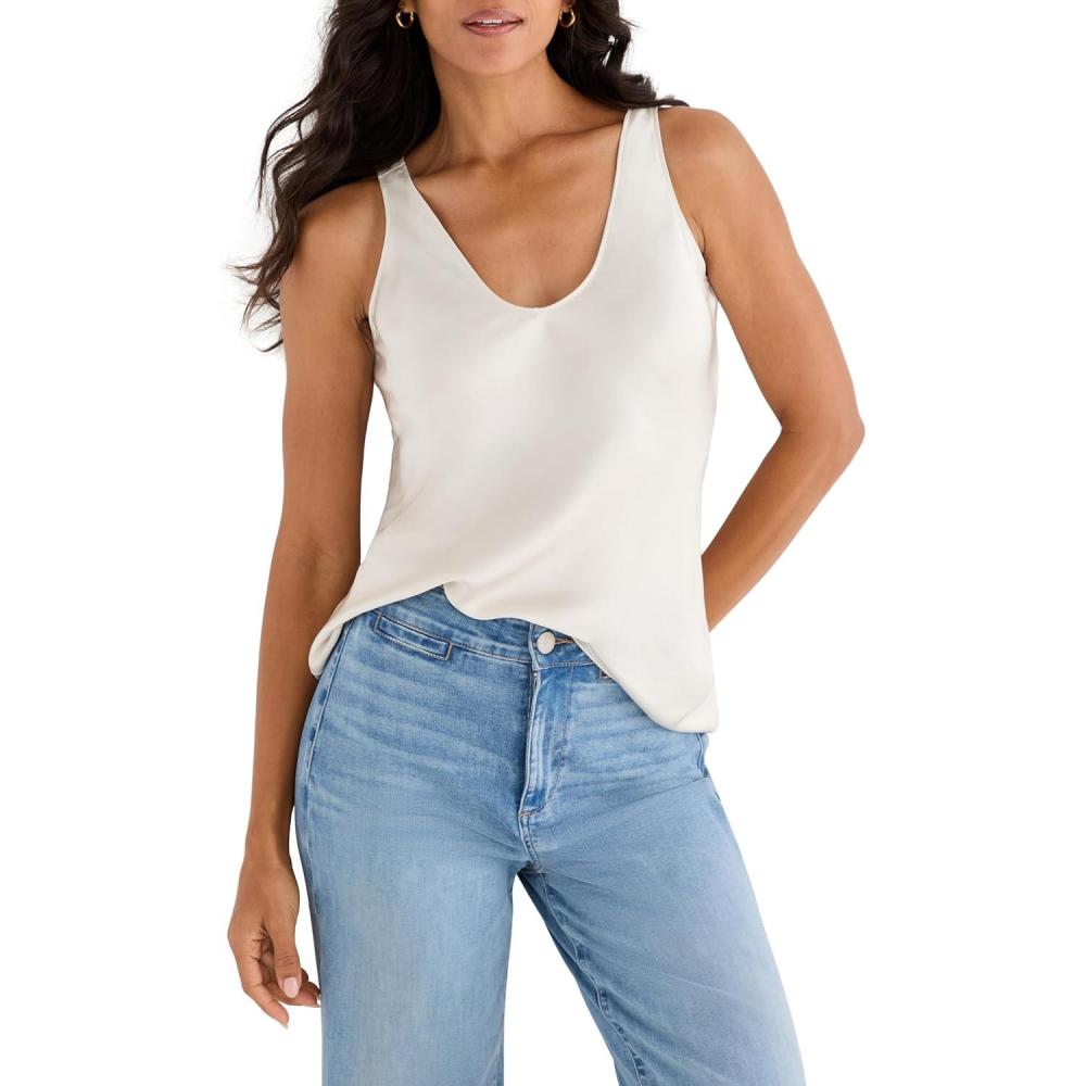 image:imageNICZOE Womens Day Gloss Woven Scoop TankCoconut