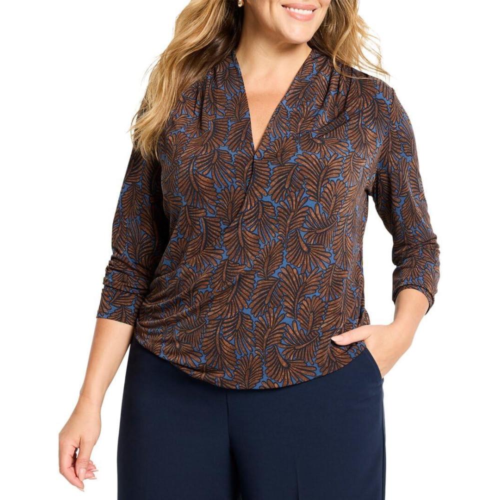 image:imageNICZOE Womens Feather Fern Wrap TopBrown Multi