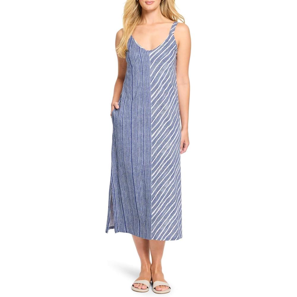 image:imageNICZOE Womens Mixed Strip VNeck Tank DressIndigo Multi