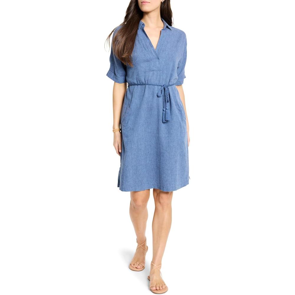 image:imageNICZOE Womens Rumba Linen Belted Devon DressBlue Mix