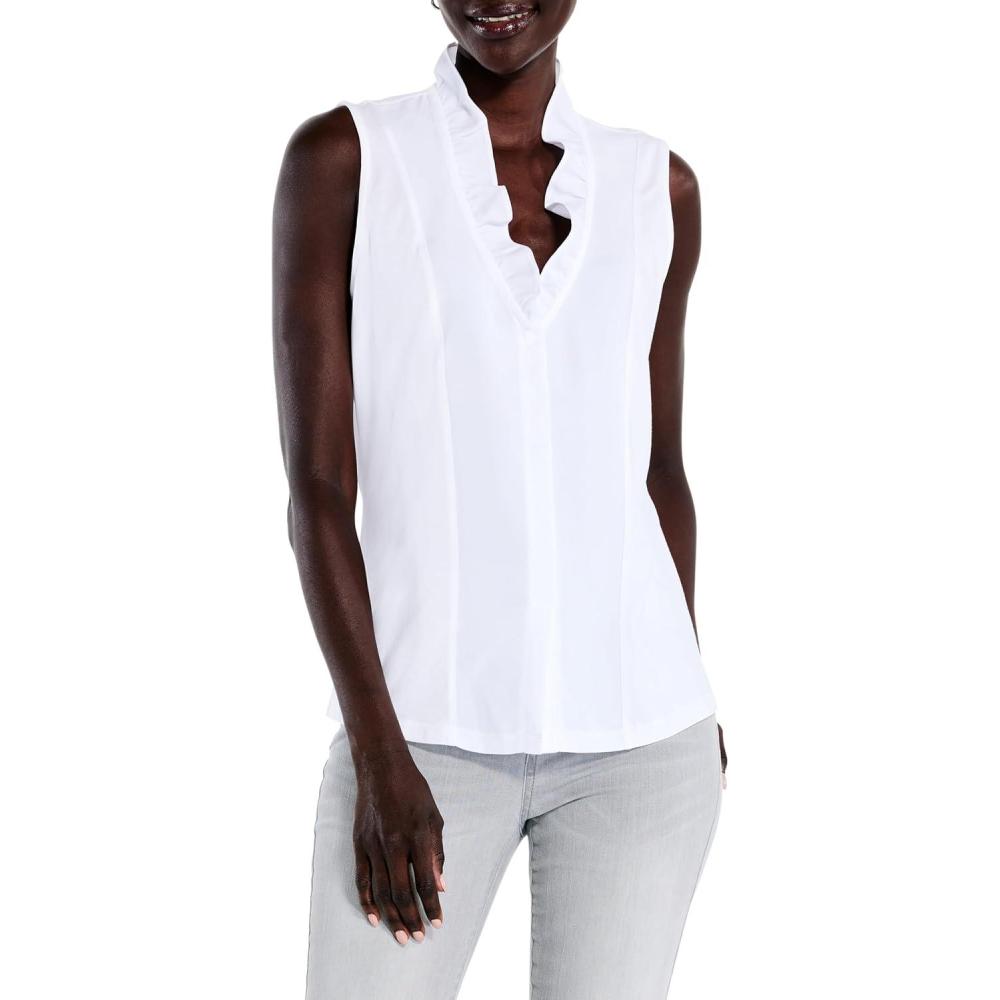 image:imageNICZoe Womens Ruffled Around TankPaper White