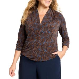 NIC+ZOE Women’s Feather Fern Wrap Top(Brown Multi)