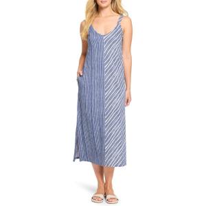 NIC+ZOE Women’s Mixed Strip V-Neck Tank Dress(Indigo Multi)