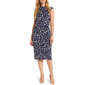 NIC+Zoe Women’s Geo Pebble Side Ruche Dress(Indigo Multi)