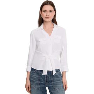 NIC+Zoe Womens Iconic Tie Front Shirt(Paper White)