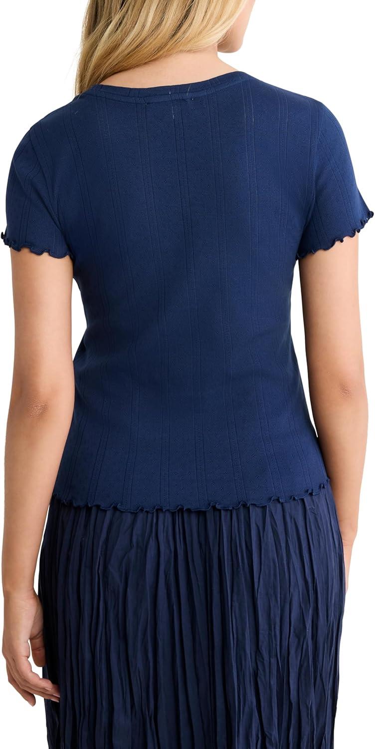 image:imageNICZOE Pointelle Rib Georgia TeeBlue Ink