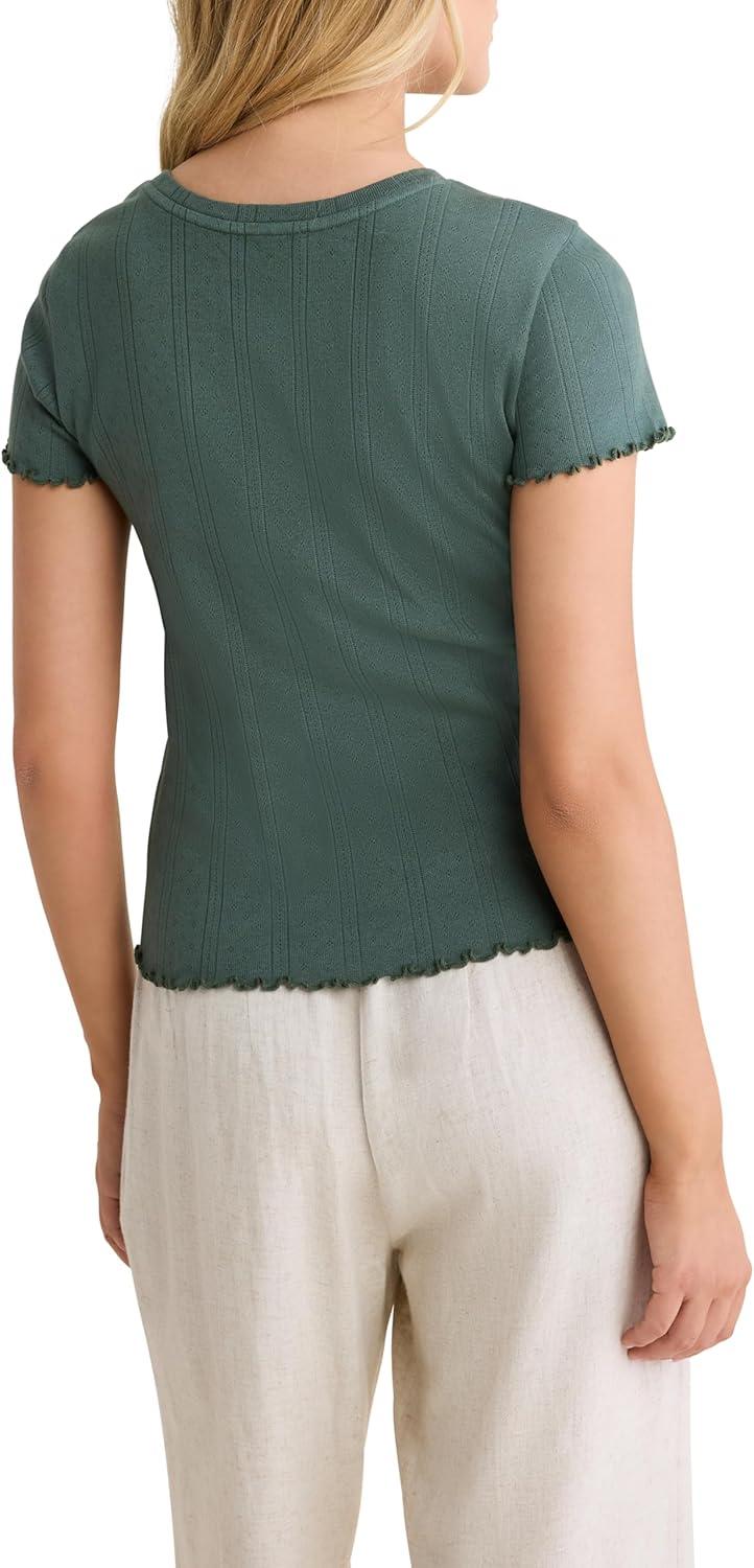 image:imageNICZOE Pointelle Rib Georgia TeePalm Green