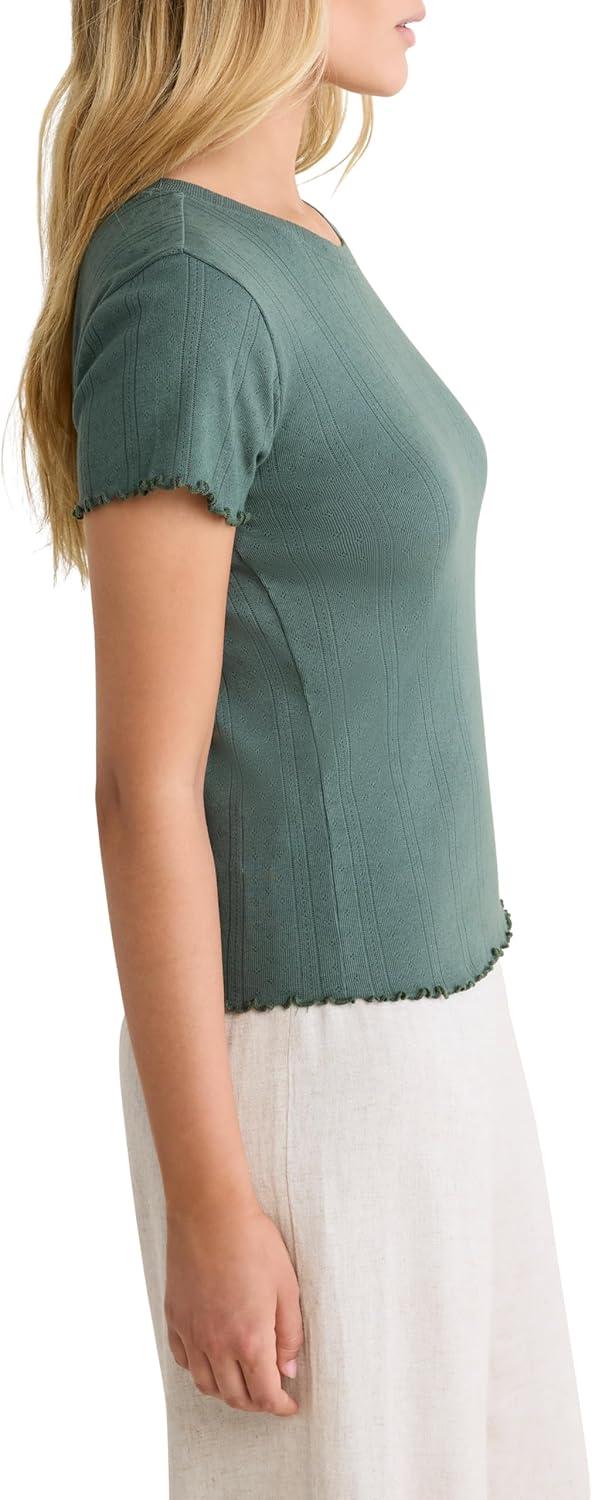 image:imageNICZOE Pointelle Rib Georgia TeePalm Green