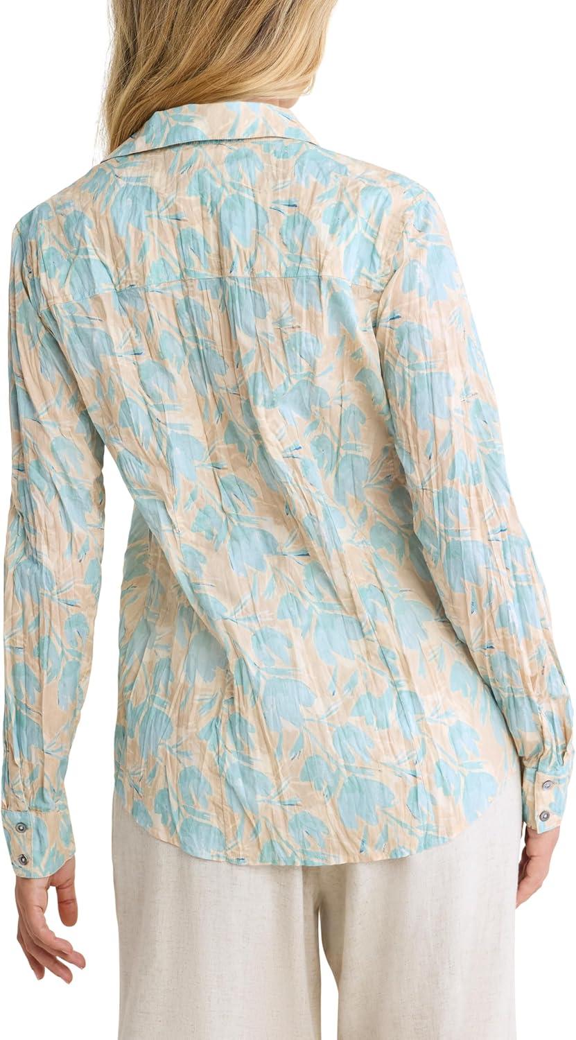 image:imageNICZoe Womens Shadow Floral Core Crinkle Texture Button Down Cotton ShirtGreen Floral
