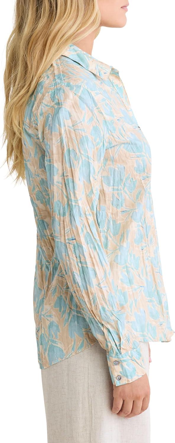 image:imageNICZoe Womens Shadow Floral Core Crinkle Texture Button Down Cotton ShirtGreen Floral