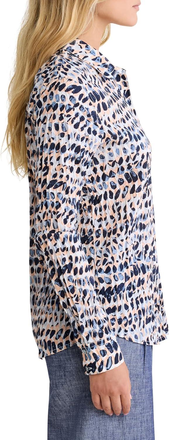 image:imageNZ BY NICZoe Womens Pattern Mix Crinkle Texture Button Down Cotton ShirtIndigo Multi