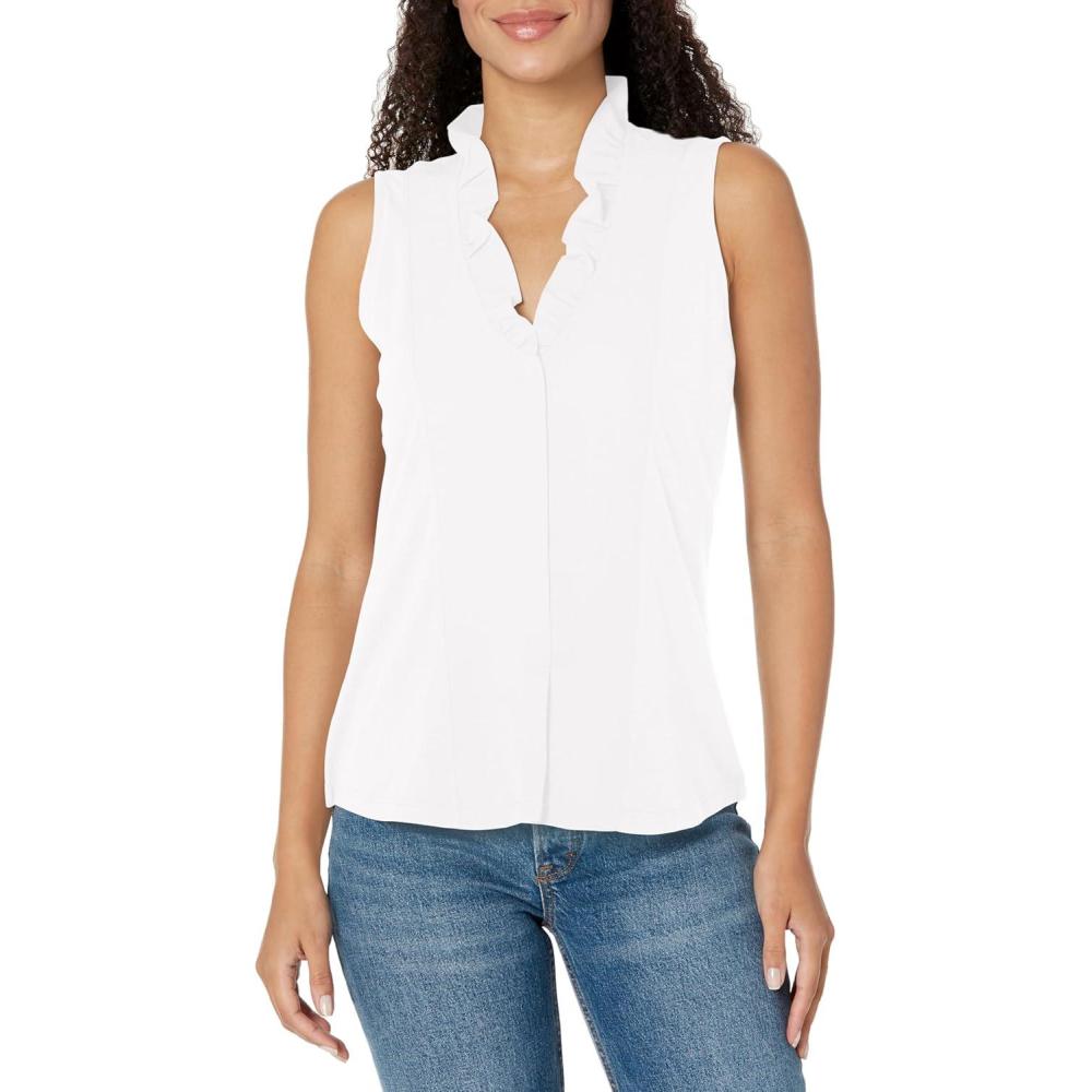 image:imageNICZOE Petite Ruffled Around TankPaper White