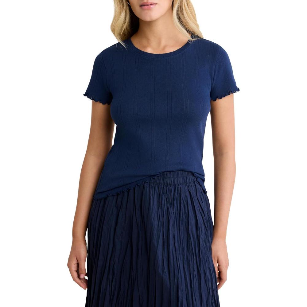image:imageNICZOE Pointelle Rib Georgia TeeBlue Ink