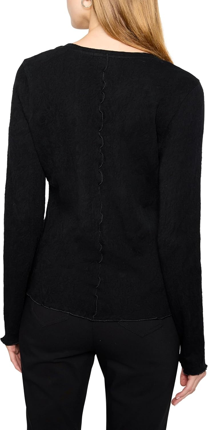 image:imageNICZOE Lace Knit VNeck TShirtBlack Onyx