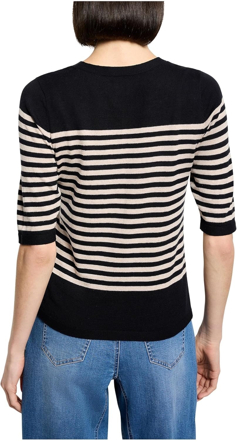 image:imageNICZOE Stripe Pure Cotton Sweater TeeBlack Multi