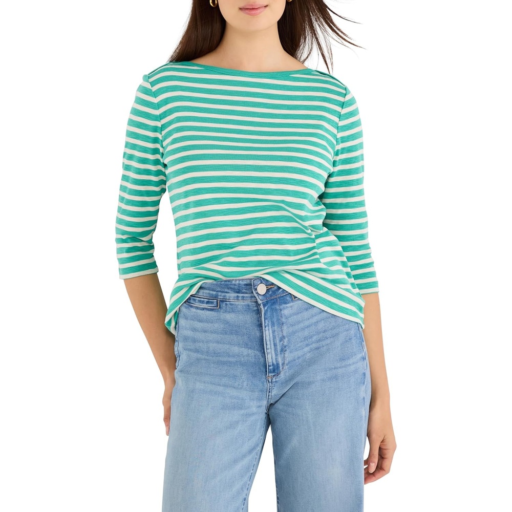 image:imageNICZOE 34 Sleeve Stripe Envelope Boat TeeGreen Multi