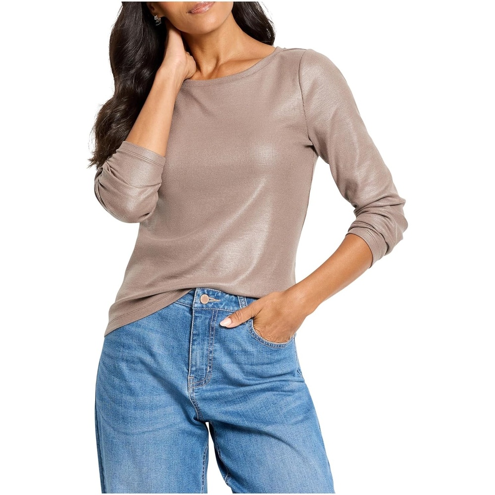 image:imageNICZOE Glazed Rib Boat Neck TeeCocoa