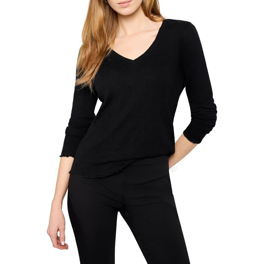 image:imageNICZOE Lace Knit VNeck TShirtBlack Onyx