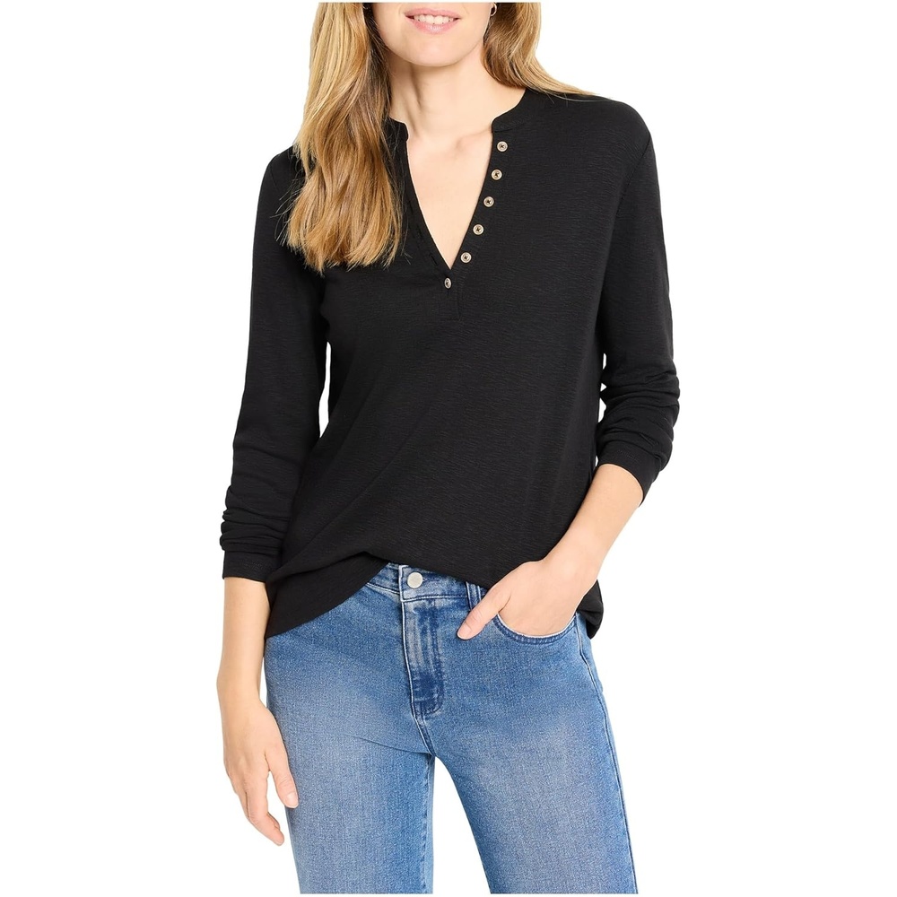 image:imageNICZOE Long Sleeve Henley TeeBlack Onyx