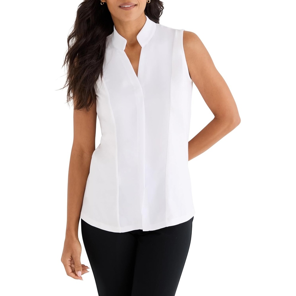 image:imageNICZOE Mixed Media Collar TankPaper White