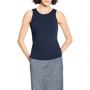 NIC+ZOE Trimmed Perfect Knit Ribbed Tank(Dark Indigo)