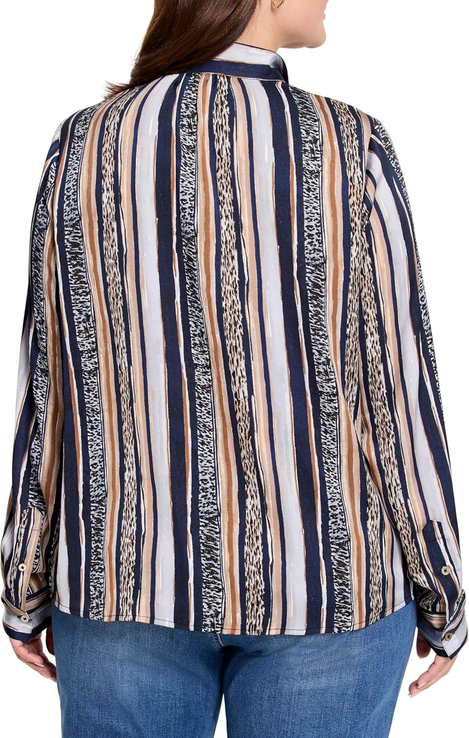image:imageNICZOE Womens Plus Size Animal Stripe Shirt Neutral Multi