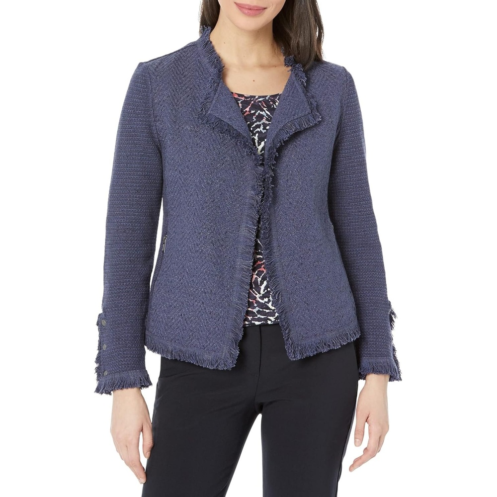 image:imageNICZOE Fringe Mix Knit JacketNavy