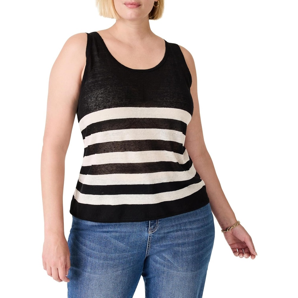 image:imageNICZOE Plus Size Featherweight Striped TankBlack Multi