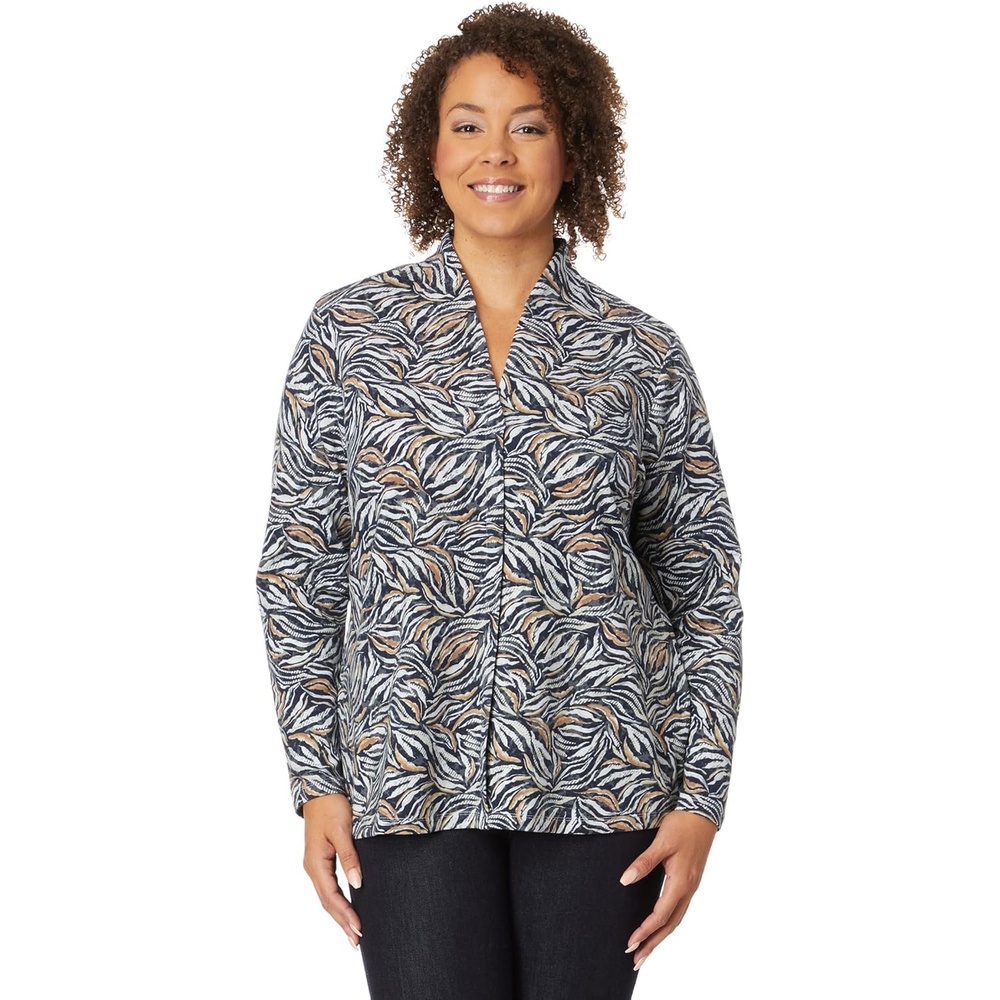 image:imageNICZOE Plus Size Forest Fern TopGrey Multi