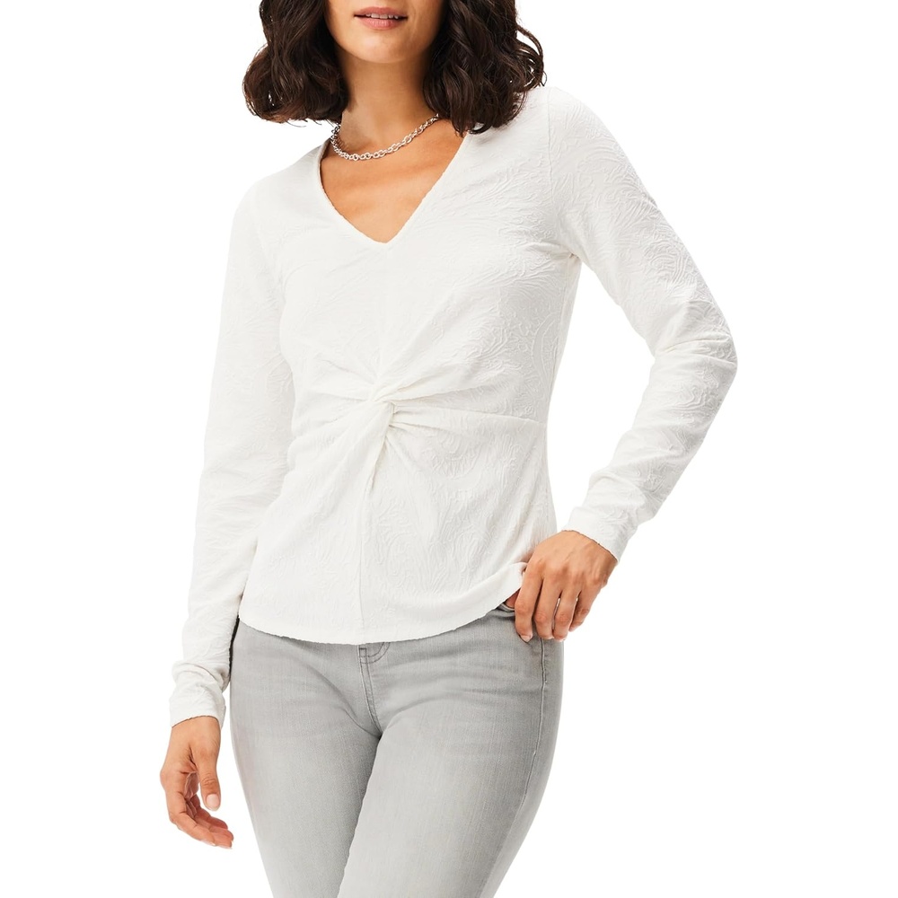 image:imageNICZOE Plus Size Twist Front Lace Knit TopMilk White