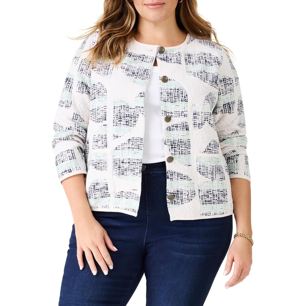 image:imageNICZOE Womens Circle Sequence Knit JacketCream Multi