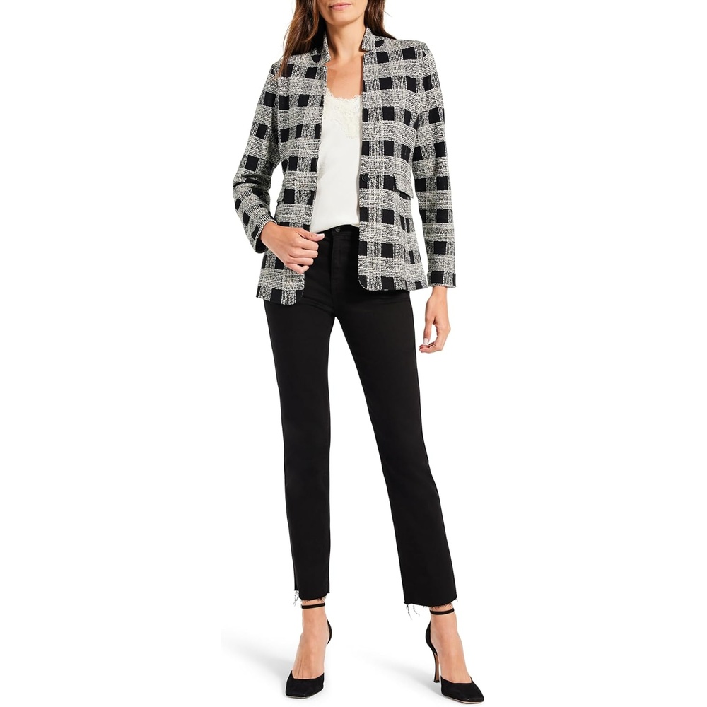 image:imageNICZOE Womens Perfectly Plaid Knit BlazerBlack Multi